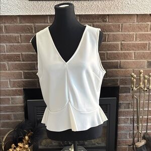 Zara White V-Neck Peplum Blouse